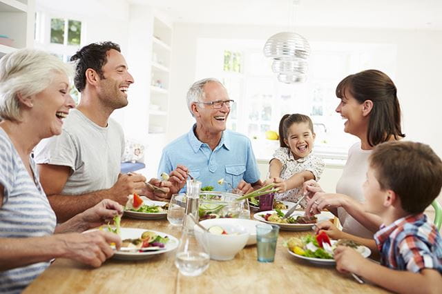 A family during a typical Sunday lunch